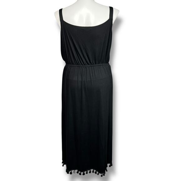 Spenser Jeremy Womens Midi Faux Wrap Sundress Tasseled Sleeveless Tulip Hem 2X - Picture 4 of 7